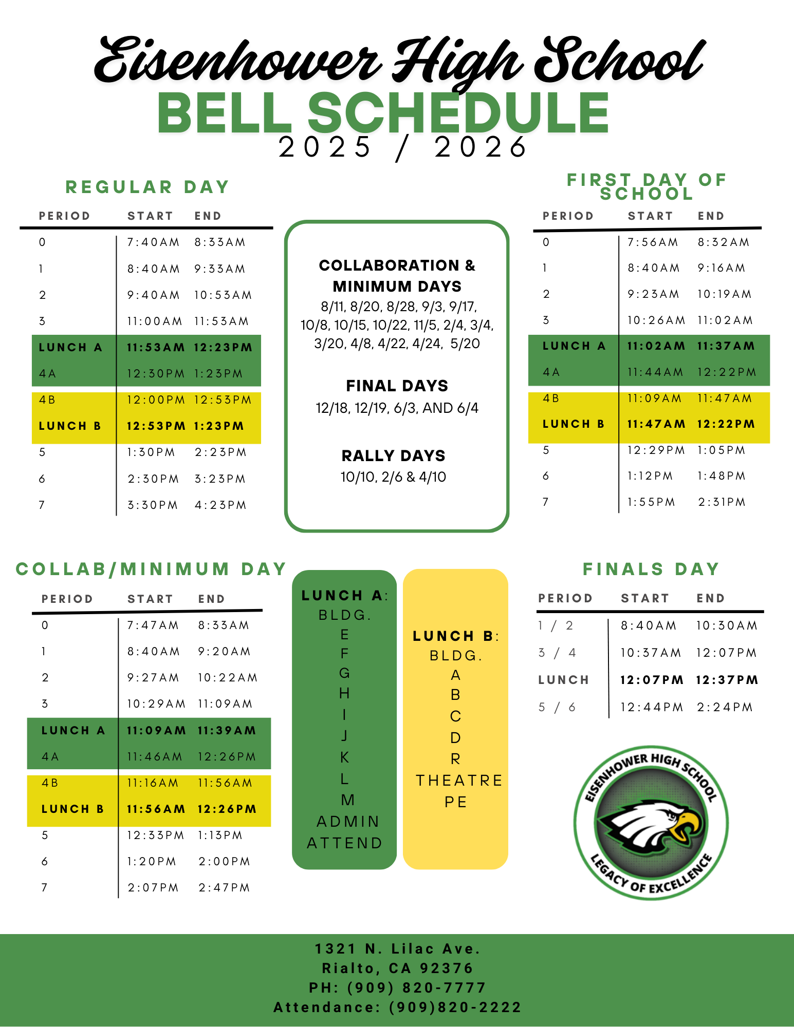 updated bell schedule